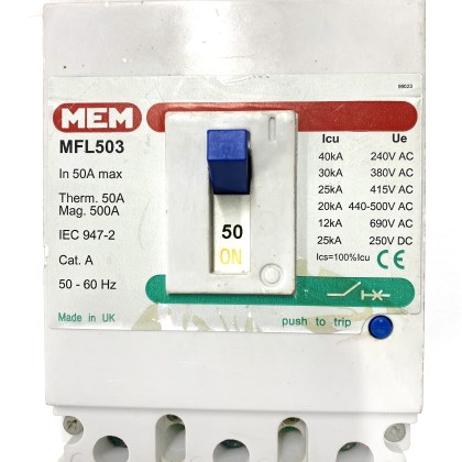 MEM MFL503 Bill TLF503 50A 50 Amp 3 Pole Phase MCCB MCB Circuit Breaker